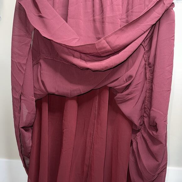 DEREK LAM 10 CROSBY Burgundy Junia Ruched Sleeveless Midi Dress Women’s - Picture 9 of 13